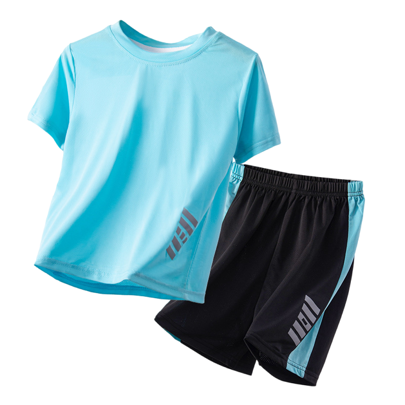 Boys' Summer Activewear Set – Breathable Ice Silk Quick-Dry T-Shirt + Shorts