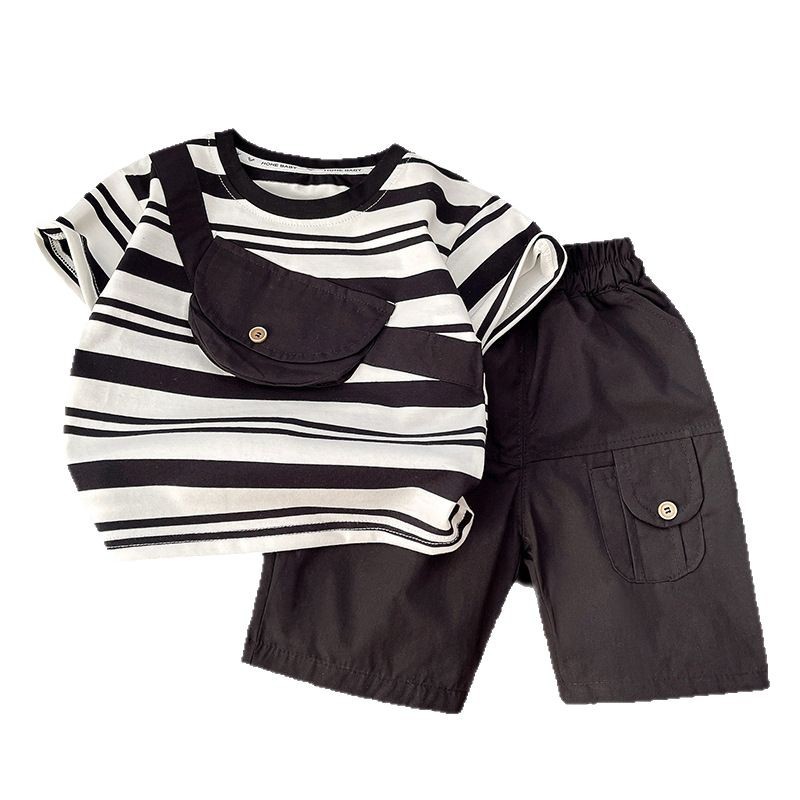 Toddler Boys' Striped Summer Set – Short Sleeve Top & Shorts
